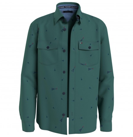 ΠΟΥΚΑΜΙΣΟ TOMMY HILFIGER   FUN AOP SHIRT ΠΡΑΣΙΝΟ ΠΟΥΚΑΜΙΣΟ TOMMY HILFIGER   FUN AOP SHIRT ΠΡΑΣΙΝΟ